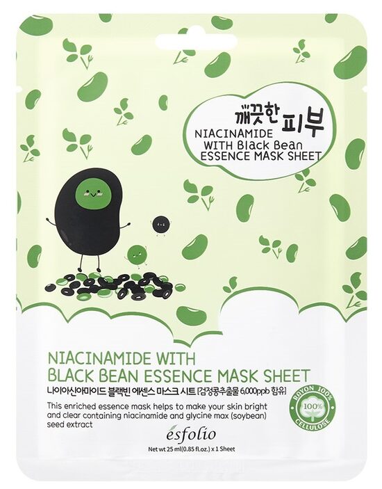 Esfolio Pure Skin Black Bean Essence Mask Sheet