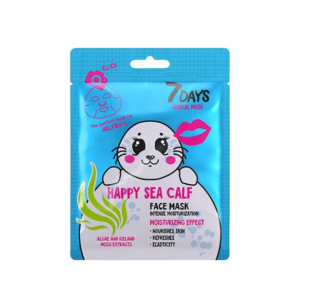 Маска для лица 7Days ANIMAL «Happy Sea Calf» с морскими водорослями и исландским мхом, 28 г