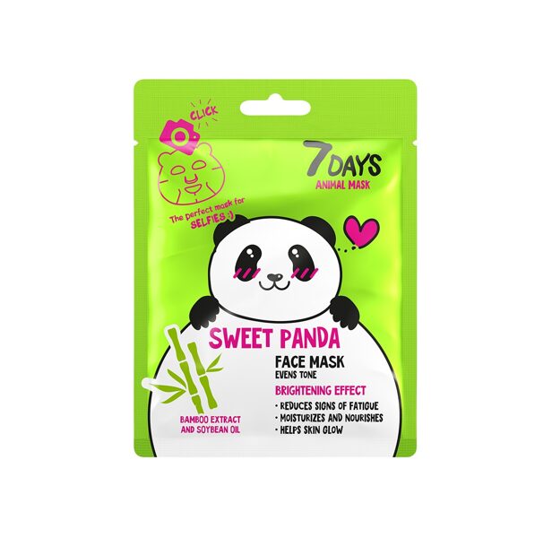 Маска для лица 7Days ANIMAL «Sweet Panda» с экстрактом бамбука и соевым маслом, 28 г