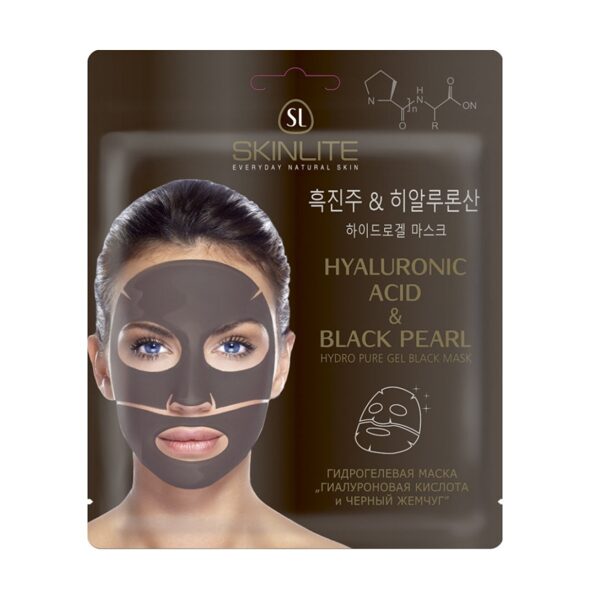 Skinlite гидрогелевая маска для лица с экстрактом чёрного жемчуга и гиалуроновой кислотой, 1 шт.